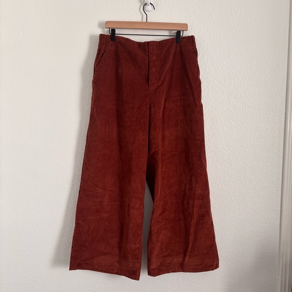 Pact Pants - NWOT Pact Women's Size XL Brown Corduroy Elastic Waist Wide Leg Pant